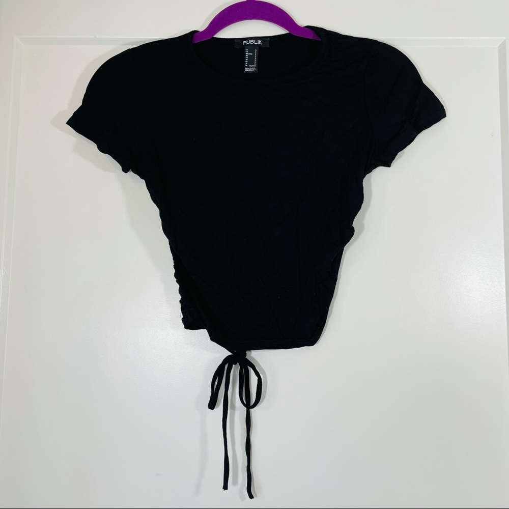 Publik black crop top with open back